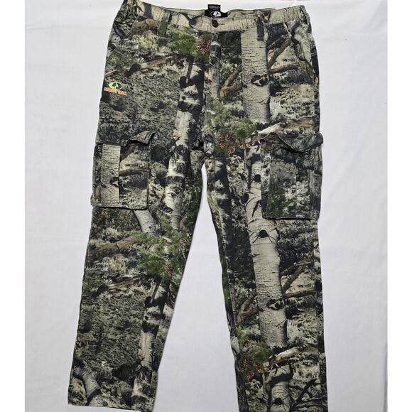 Mossy Oak Pants Mens Large C36 Camo Cargo Drawstring Hem Mountain Country - Picture 1 of 15
